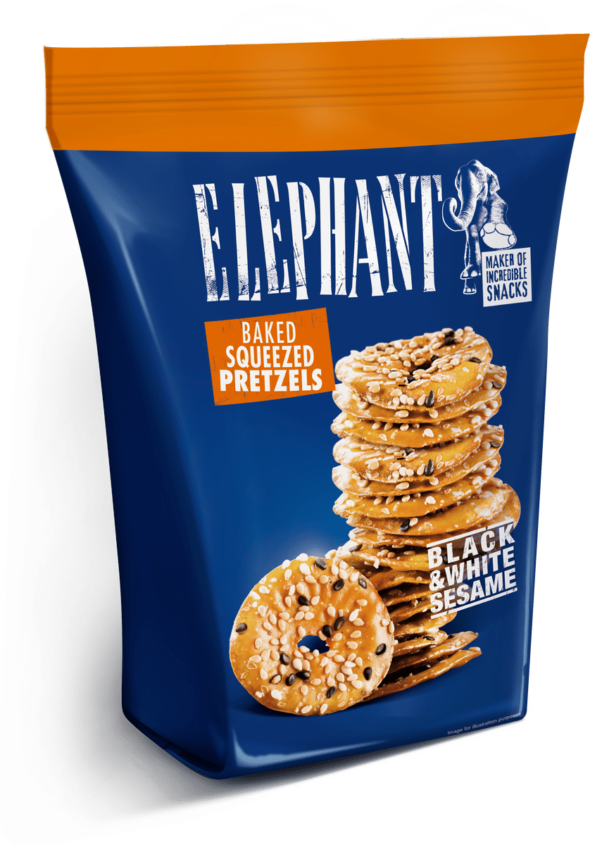 Elephant Pretzels with Black & White Sesame 180 g Med24.dk