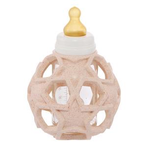 Hevea Baby Glasflaske Med Star Ball Cover Lyserød