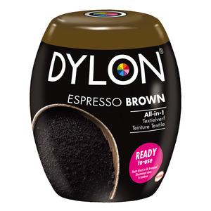 Dylon maskin tekstilfarve 11 Espresso Brown med salt. Pakke med 350 gram.