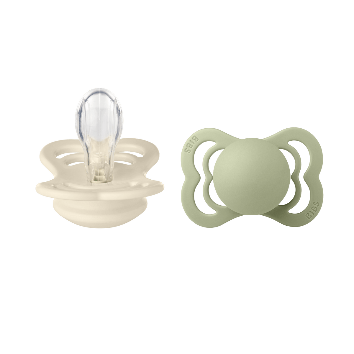 BIBS Supreme Silicone Ivory/Sage 2 pak Flere størrelser