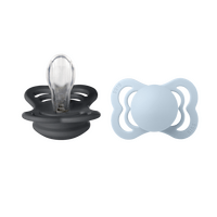 BIBS Supreme Silicone Iron/Baby Blue 2 pak - Str. 1