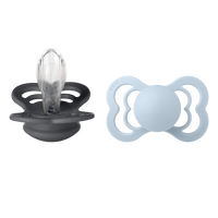 BIBS Supreme Silicone Iron/Baby Blue 2 pak - Str. 2