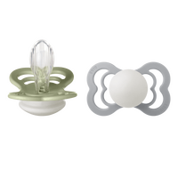 BIBS Supreme GLOW Silicone Sage/Cloud 2 pak - Str. 2
