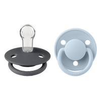 BIBS De Lux Silicone Onesize 2 pak - Iron/Baby Blue