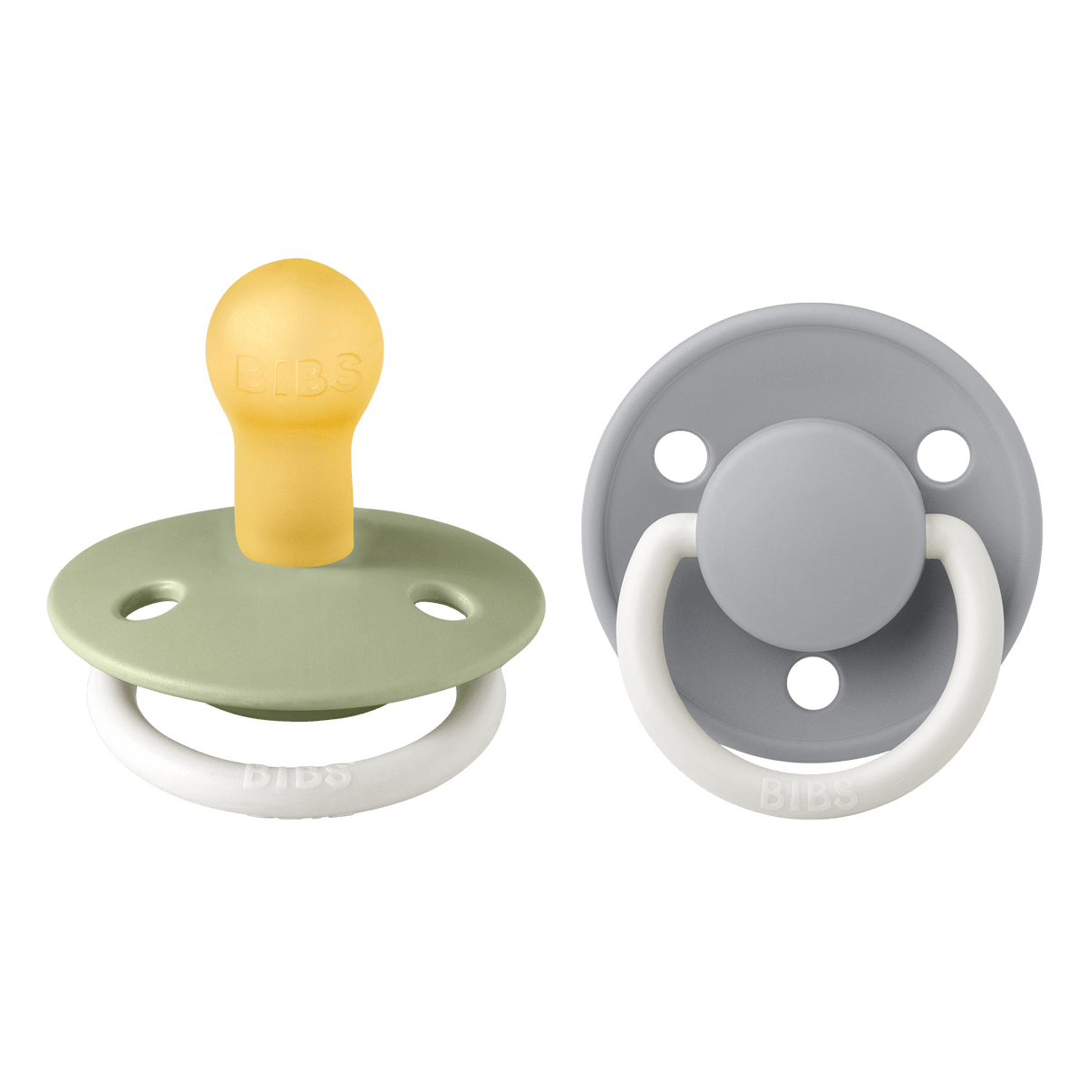 BIBS De Lux GLOW Latex Sage/Cloud 2 pak Flere størrelser