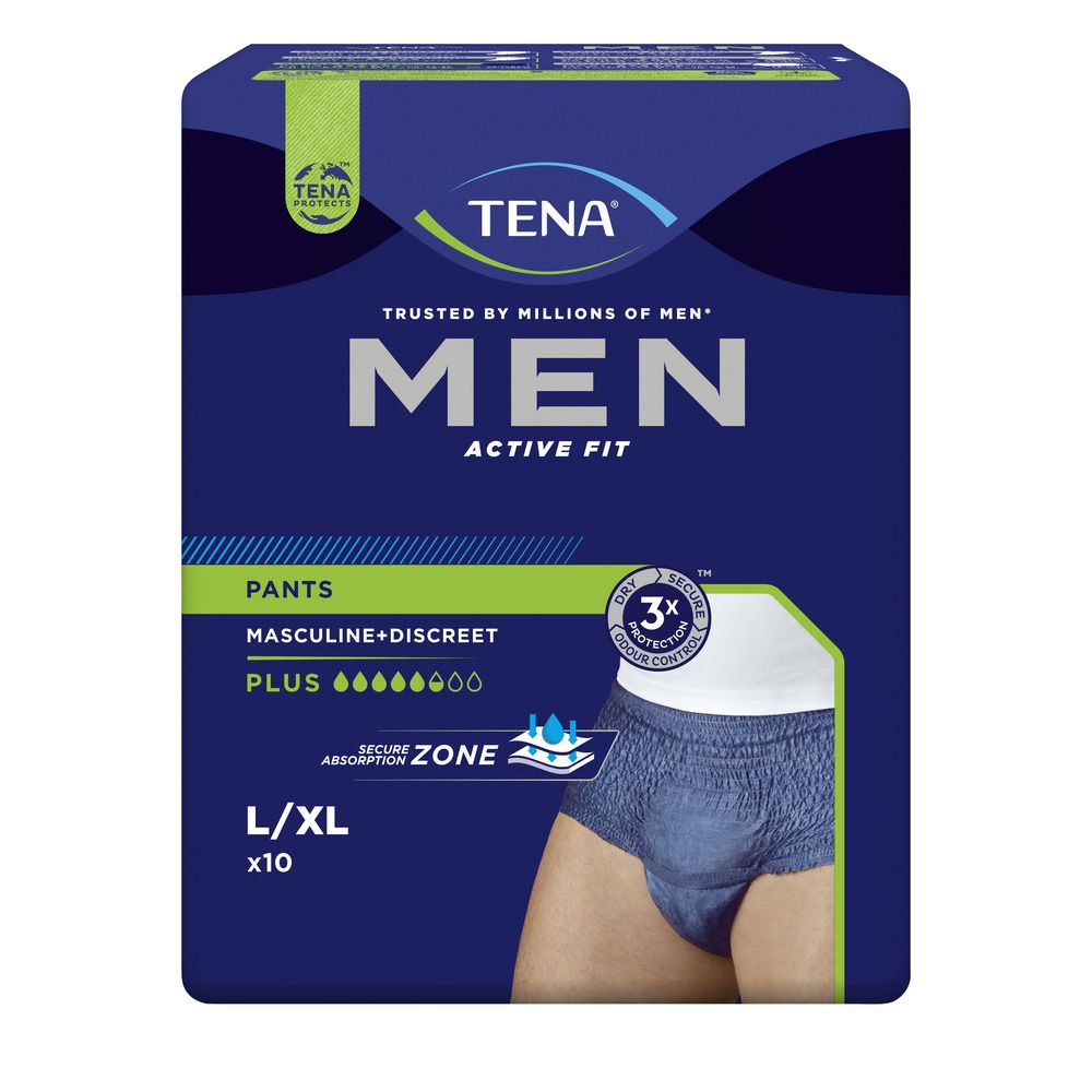 Køb Tena Men Active Fit Pants Plus str. L/XL 10 stk hos Med24.dk