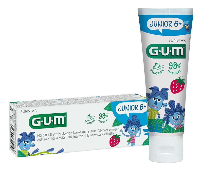 Natur Under ~ Sanselig Gum Junior tandpasta jordbær 6+ år - 50 ml - Med24.dk