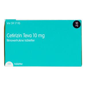Cetirizin Teva 10 mg - 100 tabletter