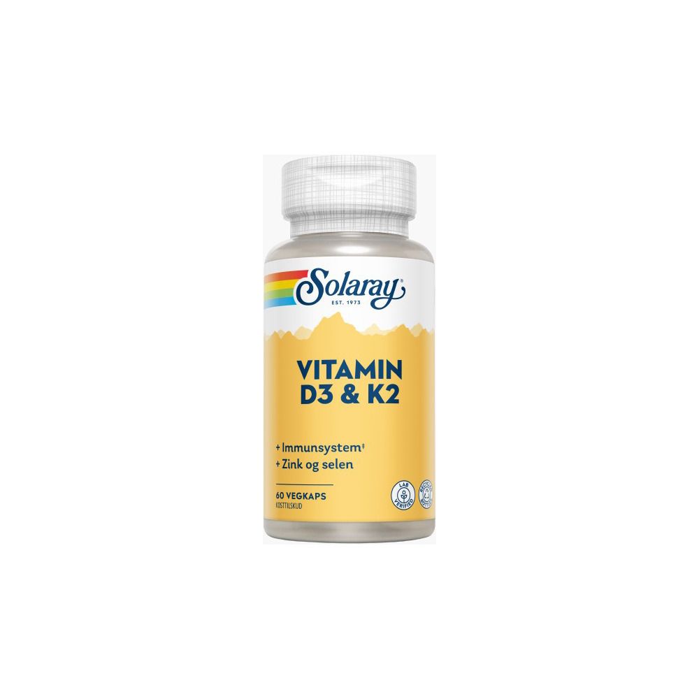 Køb Solaray Vitamin D3 & K2 60 kaps. billigt hos Med24.dk