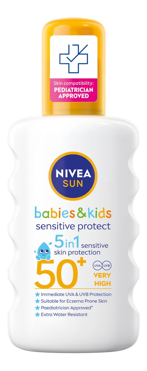 NIVEA Sun Kids Protect & Sensitive Sonnenmilch LSF 50+ – Sofortiger Schutz Für Empfindliche Kinderhaut, 200 Ml