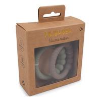 Filibabba Bidering i silikone 2-pak - Warm Grey + Oil Green