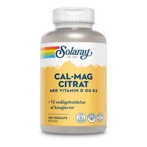 Solaray Cal-Mag Citrat med vitamin D og K2 – 150 kaps.