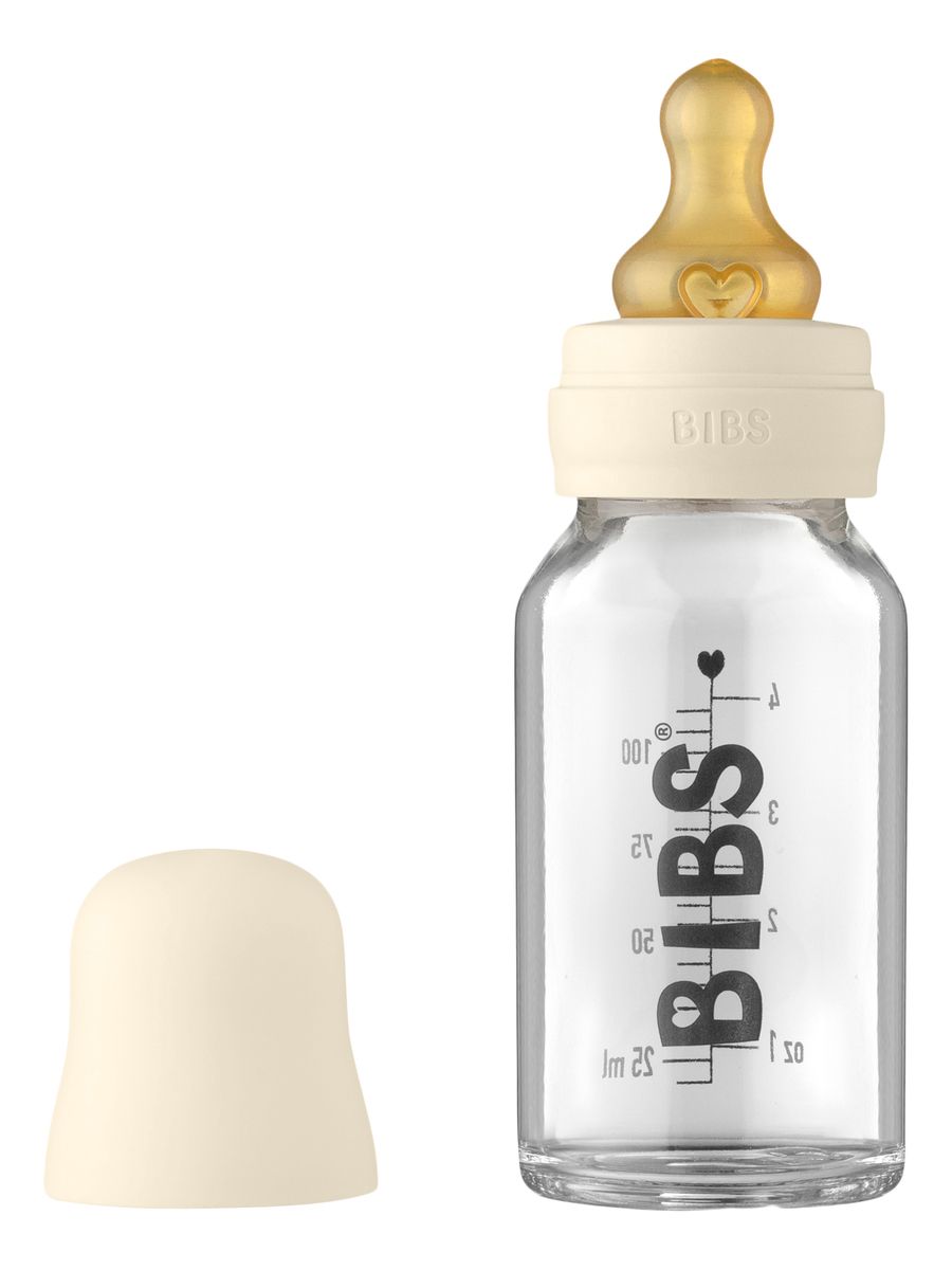 Køb BIBS Baby Glass Bottle Complete Set Latex Ivory hos Med24.dk