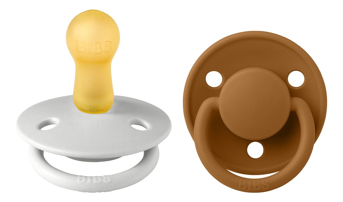 Køb BIBS De Lux Latex Size 2 Haze/Caramel 2 pak Med24.dk
