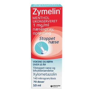 Zymelin næsespray Menthol Ukonserveret Næsespray 1 mg/ml. - 10 ml.