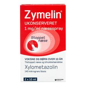 Zymelin nÃ¦sespray Ukonserveret NÃ¦sespray 1 mg/ml. - 2 x 10 ml.