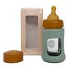 Hevea Glas Sutteflaske Wide Neck med Sleeve 150 ml, Seafoam Blue - 1 stk.