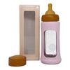 Hevea Glas Sutteflaske Wide Neck med Sleeve 250 ml, Powder Pink - 1 stk.