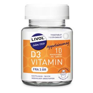 Livol D3 Vitamin 10 Âµg – 150 tyggetabl.