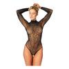 NORTIE Oda Leopard Bundløs Bodystocking - Sort - 1 stk.