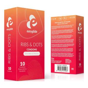EasyGlide Ribs and Dots kondomer - 10 stk.
