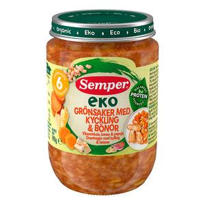 Semper EKO grøntsager med kylling & bønner Ø 6+ mdr. - 190 g.