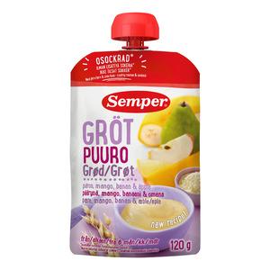 Frugtgrød M Pære Mango Banan & æble 6 Mdr 120 G Fra Semper