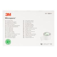Micropore kirurgisk tape 2,5cm x 9,1 m hvid - 12 ruller