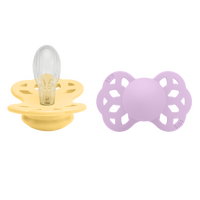 BIBS Infinity Symmetrisk Silicone Pale Butter/Violet Sky 2 pak - Str. 2