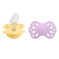 BIBS Infinity Anatomisk Silicone Pale Butter/Violet Sky 2 pak - Str. 2