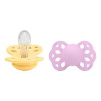 BIBS Infinity Symmetrisk Silicone Pale Butter/Violet Sky 2 pak - Str. 1