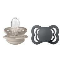 BIBS Supreme Silicone Symmetrisk Sand/Iron 2 pak - Str. 1