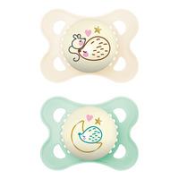 MAM Original Night Silikone Sut Hvid/Grøn 0-6 mdr. - 2 stk.