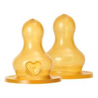 BIBS Baby Bottle Nipple Round Latex Slow Flow - 2 stk.