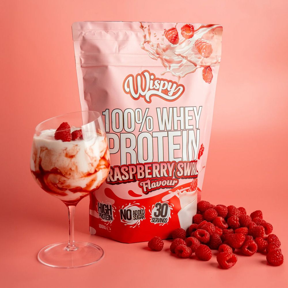 Fit Whey Raspberry Køb Wispy Whey Raspberry Swirl - 1000 g. | Med24.dk
