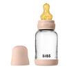BIBS Glass Baby Bottle Round Latex 120 ml. Slow Flow Blush - 1 stk.