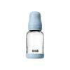BIBS Glass Baby Bottle Round Latex 120 ml. Slow Flow Baby Blue - 1 stk.