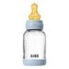 BIBS Glass Baby Bottle Round Latex 120 ml. Slow Flow Baby Blue - 1 stk.