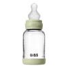 BIBS Glass Baby Bottle Round Silicone 120 ml. Slow Flow Sage - 1 stk.