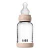 BIBS Glass Baby Bottle Round Silicone 120 ml. Slow Flow Blush - 1 stk.