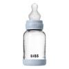 BIBS Glass Baby Bottle Round Silicone 120 ml. Slow Flow Baby Blue - 1 stk.