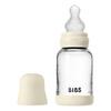 BIBS Glass Baby Bottle Round Silicone 120 ml. Slow Flow Ivory - 1 stk.