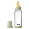 BIBS Glass Baby Bottle Round Latex 240 ml. Medium Flow Sage - 1 stk.