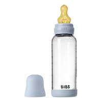 BIBS Glass Baby Bottle Round Latex 240 ml. Medium Flow Baby Blue - 1 stk.