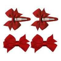SOHO Ayla Sløjfe Hårspænder Cherry Red - 4 stk.
