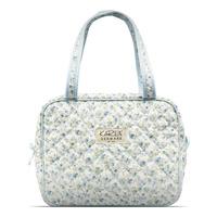 Karen Toilettaske med hank i blåt småblomstret quilt - 1 stk.