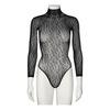 NORTIE Oda Leopard Bundløs Bodystocking - Sort - 1 stk.