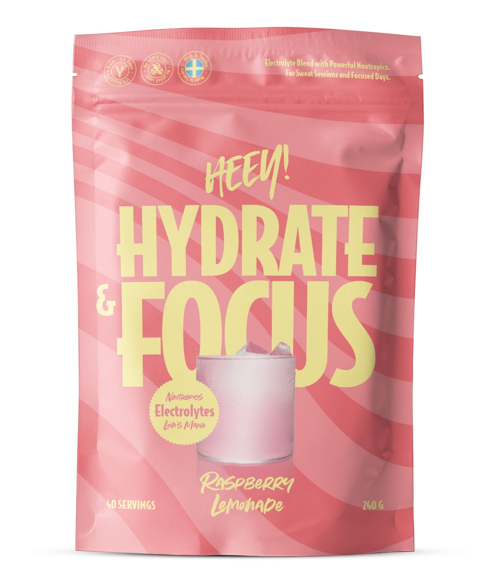 Heey! Hydrate & Focus Electrolytes - Raspberry Lemonade - 240 g.