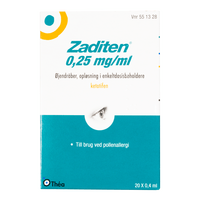 Zaditen øjendråber 0,25 mg/ml enkeltdosisbeholder - 20 x 0,4 ml