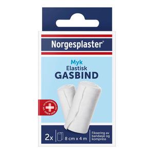 Norgesplaster Elastisk Gazebind 8 cm x 4 m - 2 stk.